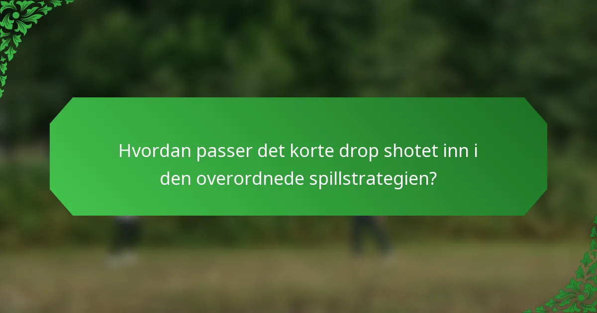 Hvordan passer det korte drop shotet inn i den overordnede spillstrategien?